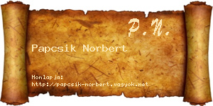 Papcsik Norbert névjegykártya